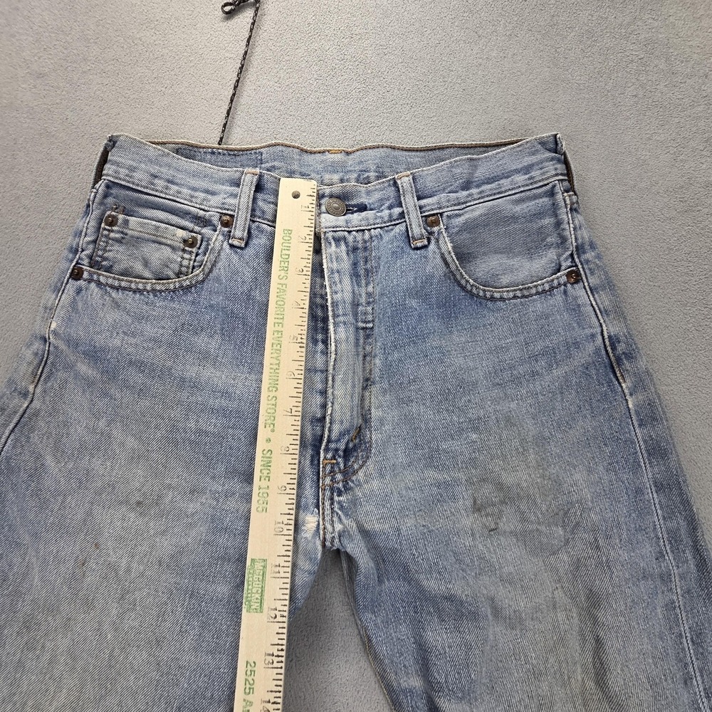 Levis Jeans Mens Selvedge Blue Light Wash Regular Straight Whiskers Fits 28x26 - Picture 7 of 16